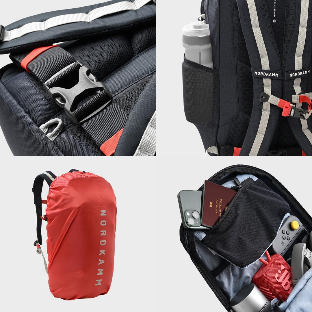 NORDKAMM® Profi Wanderrucksack 20L, klein - nur 680 g, Rucksack 20l aus Robic® Performance Nylon, Da