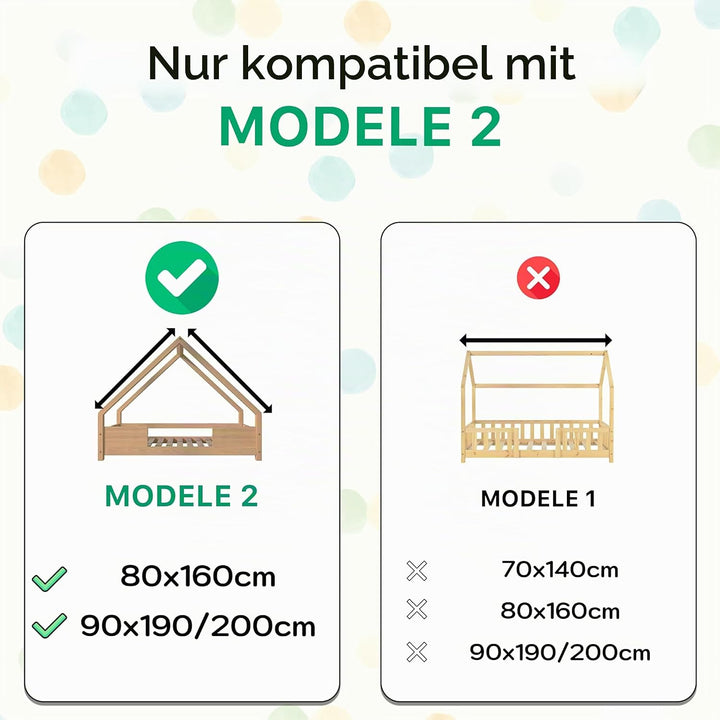 Hausbett Himmel - 100% Baumwolle Betthimmel Hausbett aus Musselin - Bett Vorhang Kinderbett - Himmel