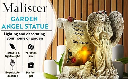 Malister Trauergeschenke – Gartenengel, Statue, Trauergeschenk mit Solar-LED-Licht, Gedenkgeschenke,