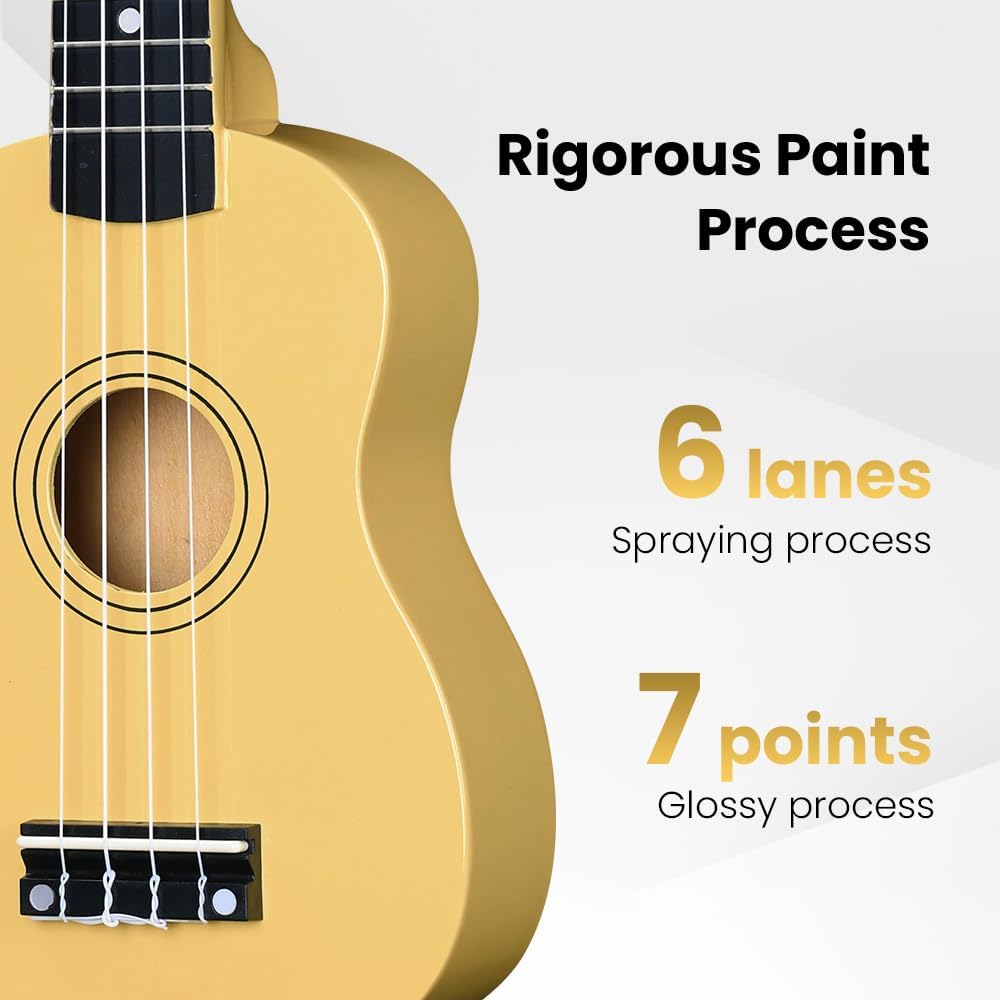 Winzz Sopran Ukulele Starter Kit für Anfänger mit Tasche, Clip-On Tuner, Zusätzlichen Saiten, Gurt,