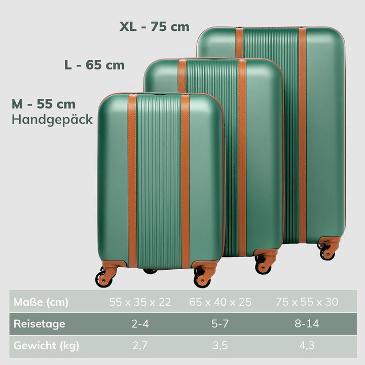 FERGÉ Kofferset 3 teilig Hartschale Milano Reisekoffer Trolley-Set (Handgepäck, L, XL) 3er Set Harts