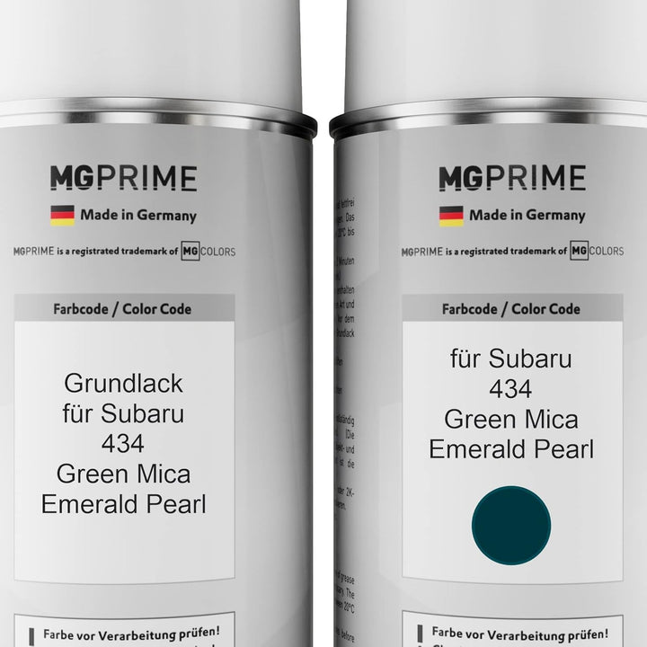 MG PRIME Autolack Sprühdosen Set für Subaru 434 Green Mica/Emerald Pearl Grundlack Basislack Klarlac