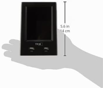 TFA Dostmann Charge-IT digitaler Funk-Wecker, 60.2537.01, mit USB-Ladefunktion, Raumklima, mit Kurzs