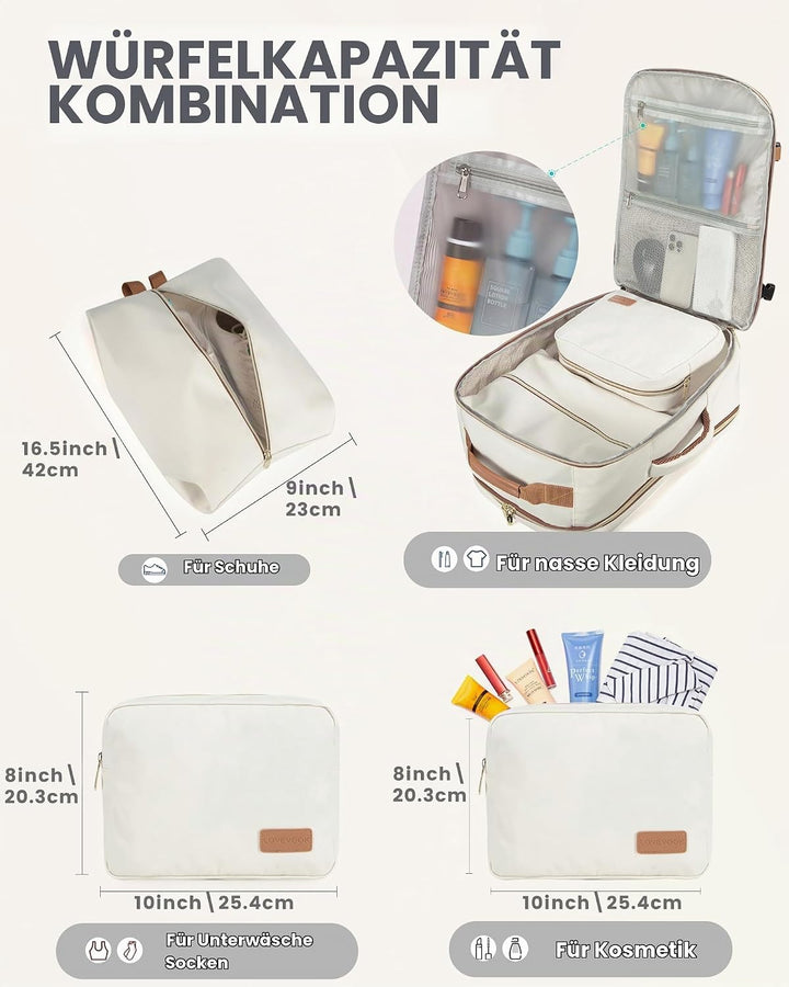 LOVEVOOK Handgepäck Rucksack Flugzeug, 30L Gross Reiserucksack Damen Kofferrucksack, Wasserdicht Rei