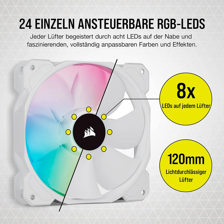 Corsair iCUE SP120 RGB ELITE Performance 120mm-PWM-Lüfter 3er-Pack mit iCUE Lighting Node CORE (CORS