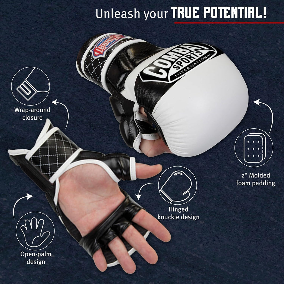 Combat Sports Max Strike MMA-Trainingshandschuhe, offene Handfläche, Fingerlose Handschuhe für MMA,