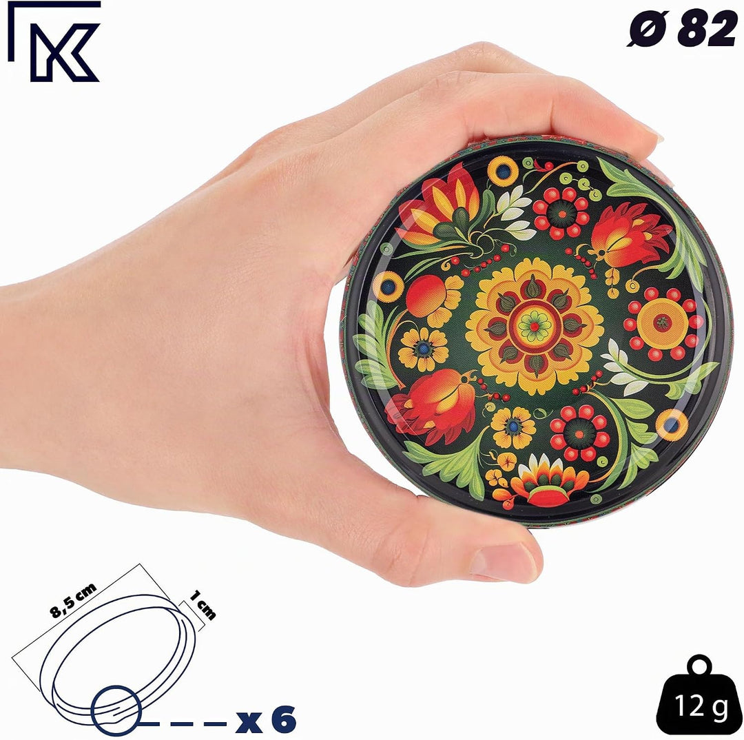 KADAX 10er Set Marmeladengläser 350ml TO82 Bunte Blumen, Einmachgläser Vorratsgläser Mason Jar mit S