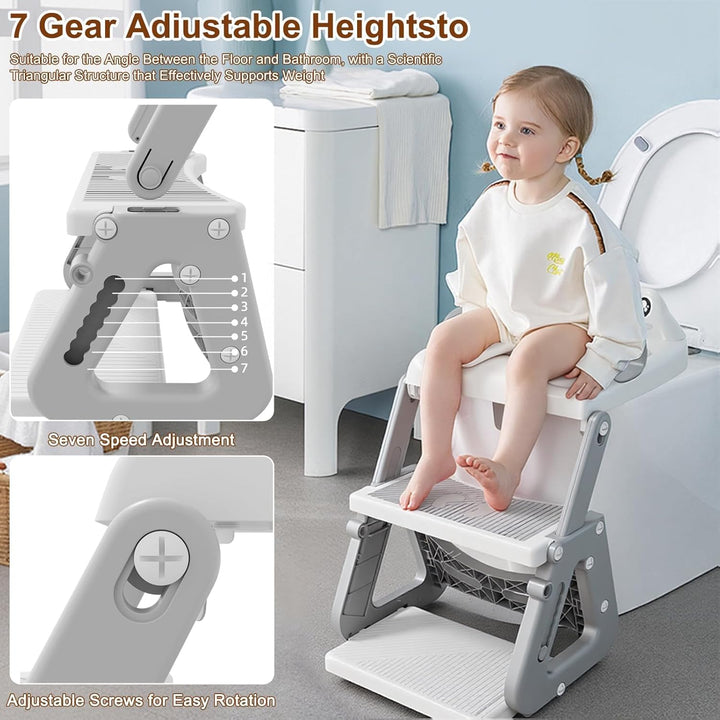 Toilettensitz Kinder mit Treppe,Stabil Kinder Toilettensitz mit Dreiecksstruktur,3 in 1 Toilettentra