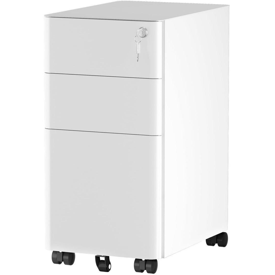 YITAHOME Rollcontainer mit 3 Schubladen, Metall Abschliessbar Aktenschrank für A4, Legal, Letter, Mo