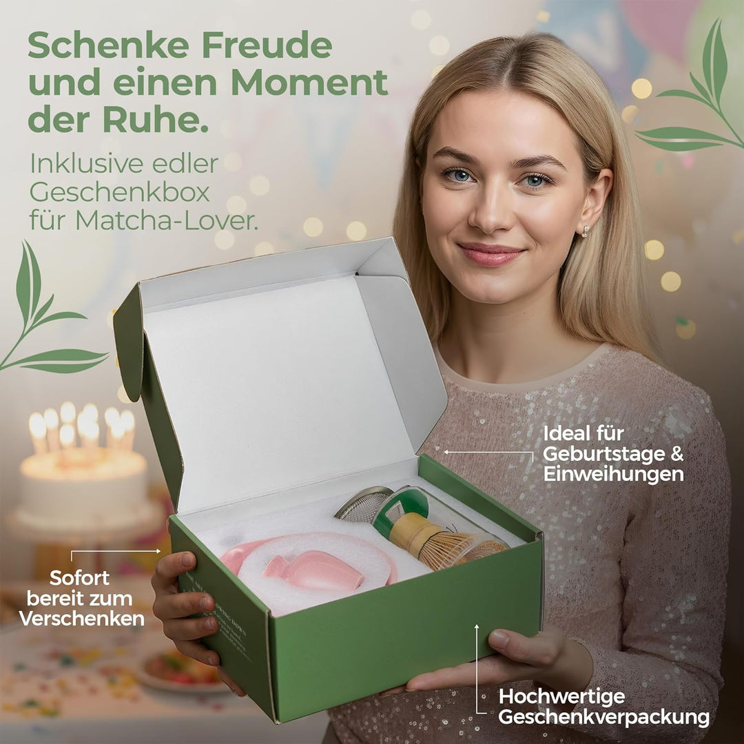 comforder Matcha Set mit Besen – Komplett mit Matchaschale mit Ausgiesser, Chasen, Halter, Löffel un