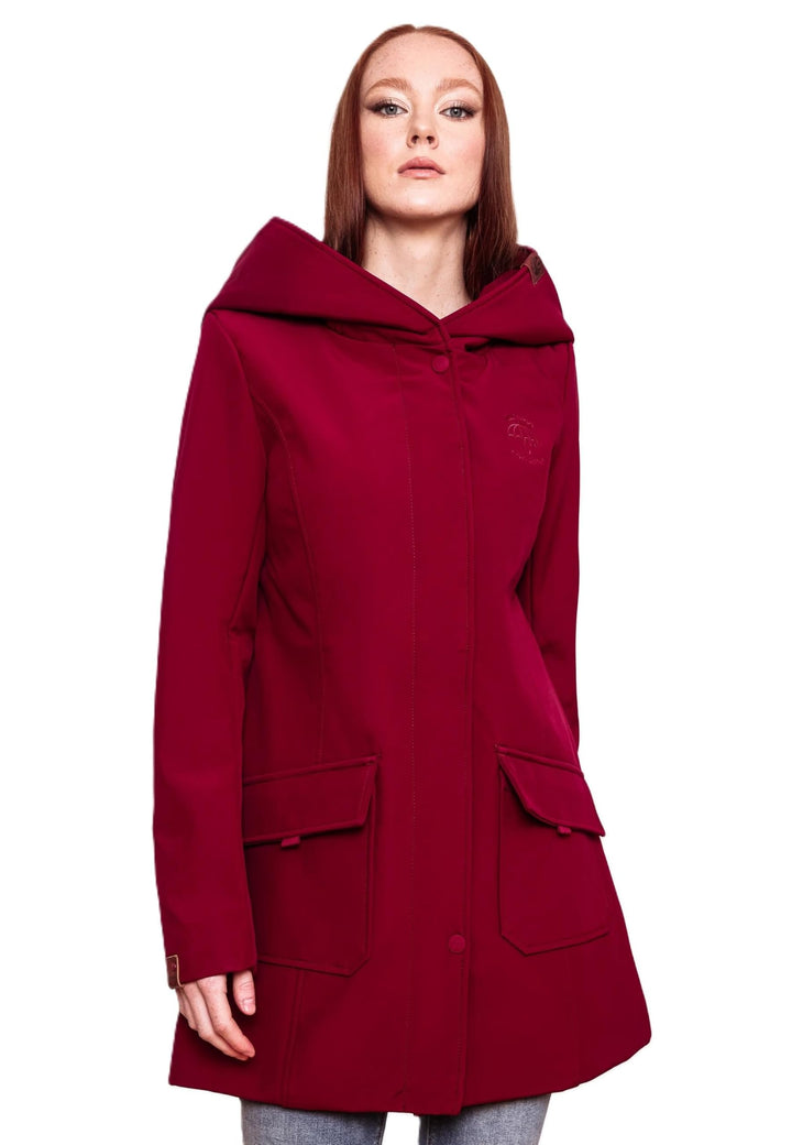 MARIKOO Damen Softshell Jacke Winterjacke wasserabweisend Outdoor lang B856 XS Bordeaux, XS Bordeaux
