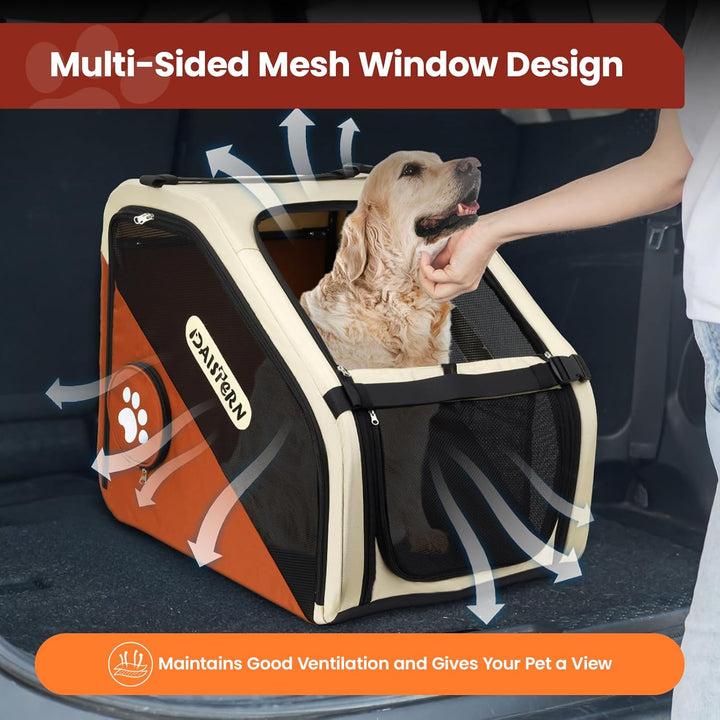 Faltbare Hunde Transportbox für Auto & Reisen, Tragbare Softbox für kleine & mittelgrosse Hunde, 1-M