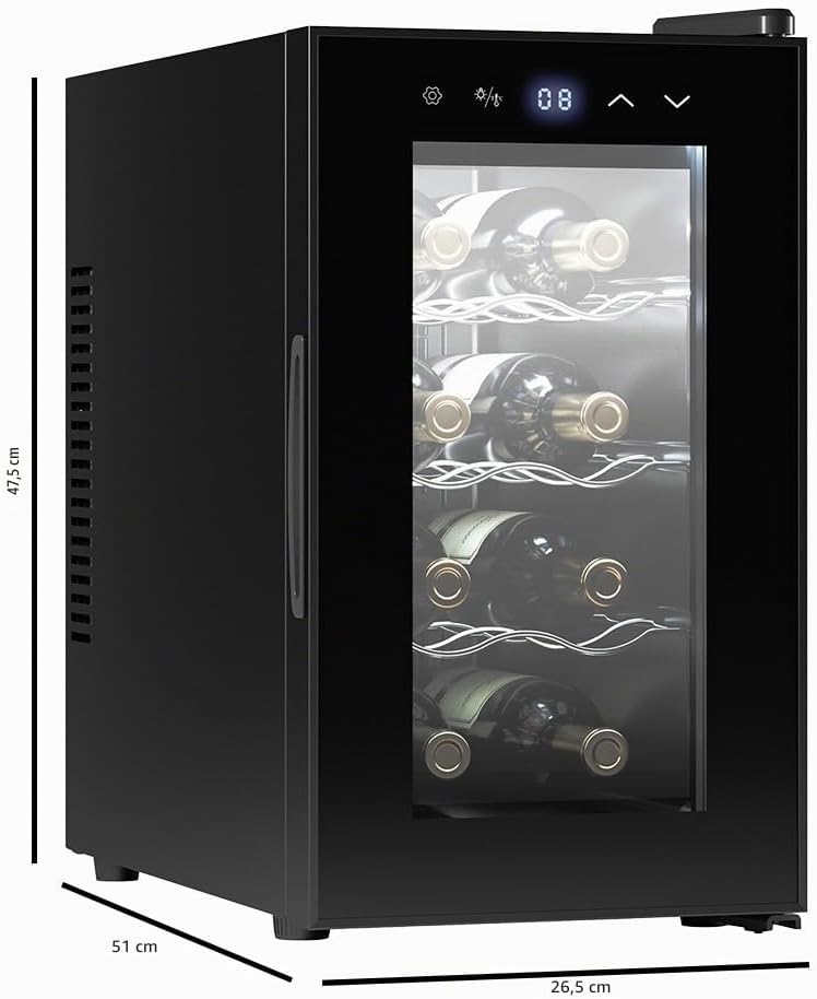 Cecotec Weinregal 8 Flaschen Bolero Grandsommelier 830 Coolcrystal, Thermoelektrische Kühlung, Tempe