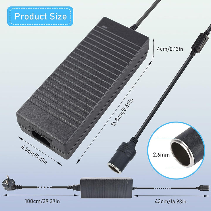 KFZ Netzadapter 12V 15A, Spannungswandler AC 230V auf DC 12V 15A 180W mit Europäischem Standardsteck