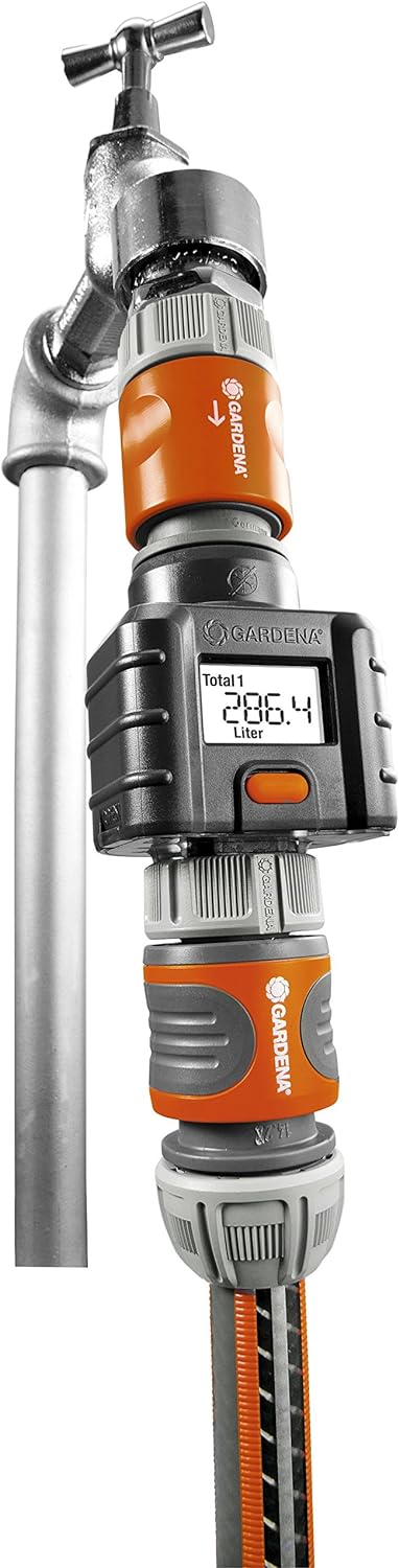 GARDENA Water Smart Flow Meter: Praktischer Wasserzähler zur Überwachung des Wasserverbrauchs mit üb