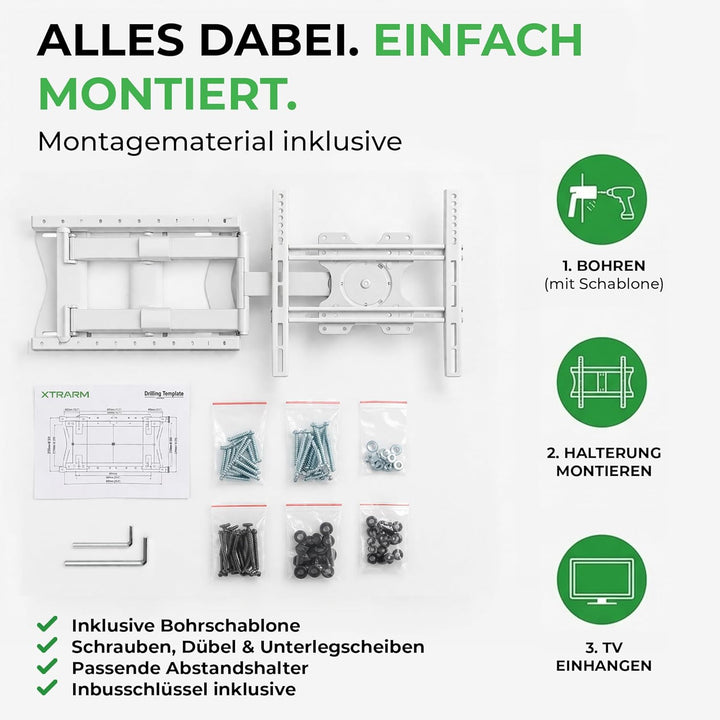 TiTon 100 cm TV-Wandhalterung mit langem Gelenkarm 50 Zoll Biz 75 Zoll – voll beweglich dreh-, Schwe