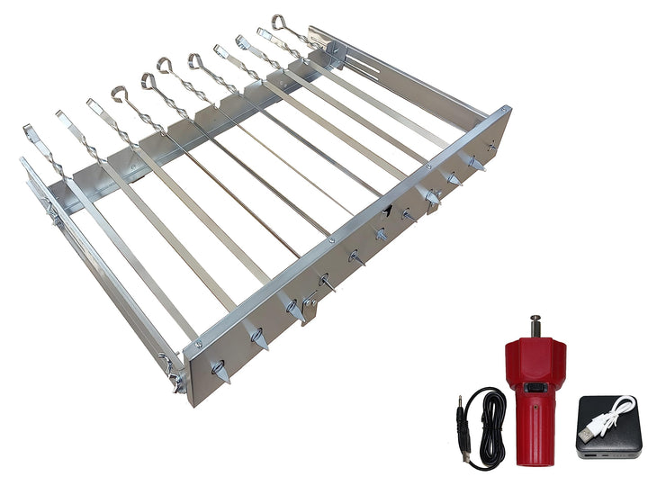 Neu walexo Spiessdreher (universell), incl. 11 Edelstahlspiesse mit verschiedenen Motoren (mit 5V US