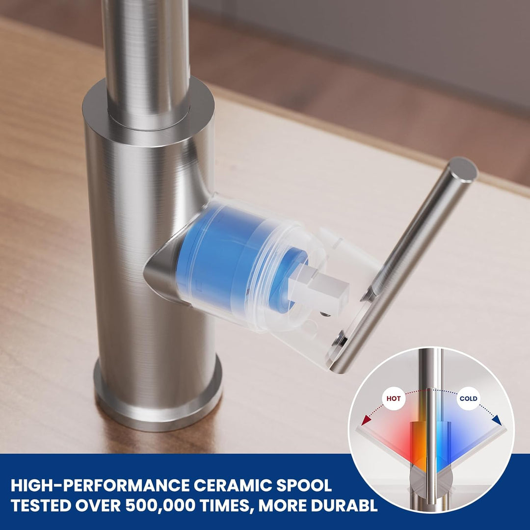 CECIPA Wasserhahn Küche Ausziehbar, Hochdruck Küchenarmatur mit Kehrspray Wasserstrahlarten, Küche M