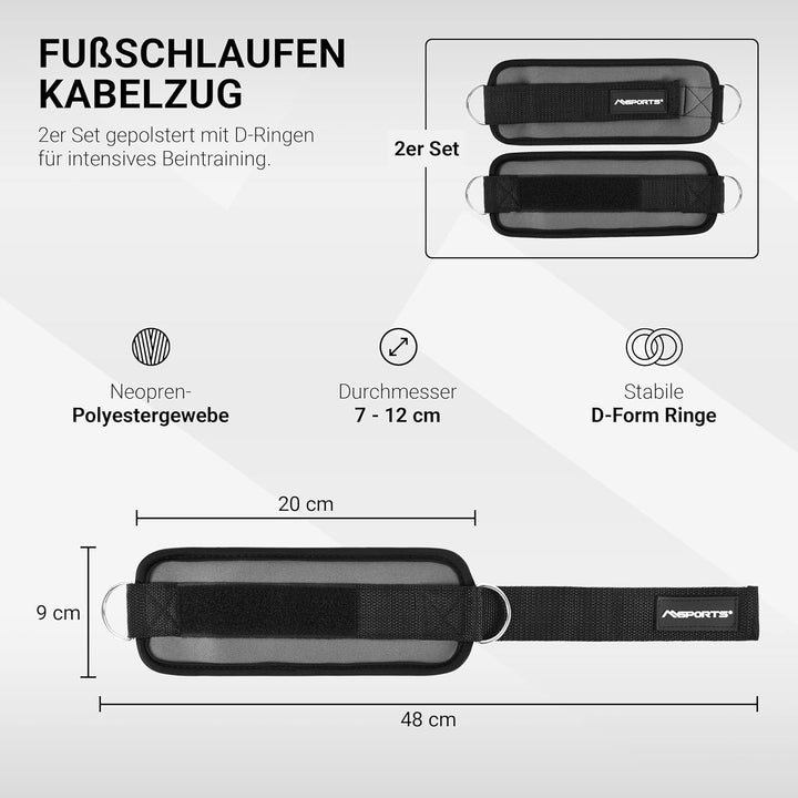 MSPORTS Fussschlaufen Premium - für Fitness Training am Kabelzug - (2 Stück) Ankle Straps für Frauen