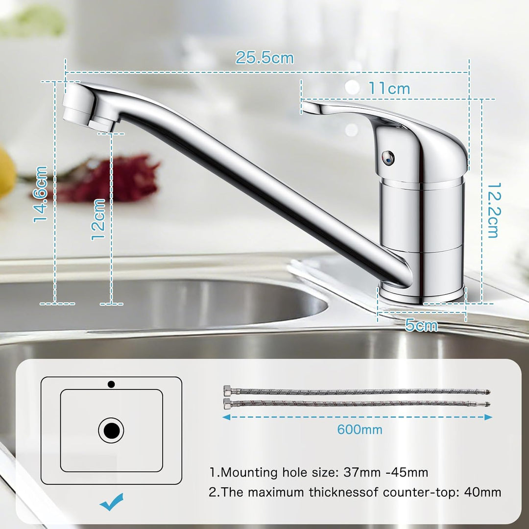 Rehomthy Wasserhahn Küche, Küchenarmatur 360° Schwenkbar, Einhebel Mischbatterie Küche, Spültischarm