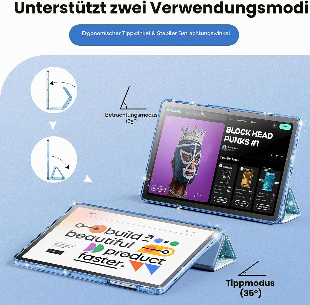 INFILAND Hülle für Samsung Galaxy Tab A11+/A9+11 Zoll (2023/2025),Glitzernde Schutzhülle mit funkeln
