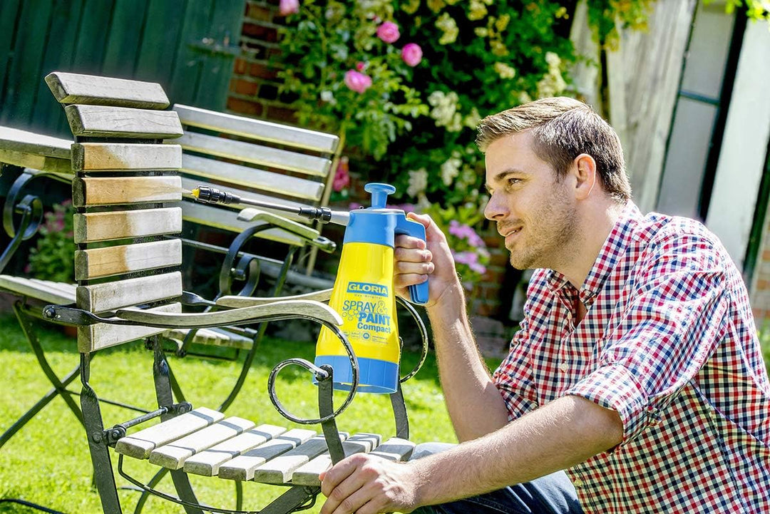 GLORIA Drucksprüher Spray & Paint Compact | 1,25 L Farbsprüher/Ölsprüher | Handsprüher auch für Lasu