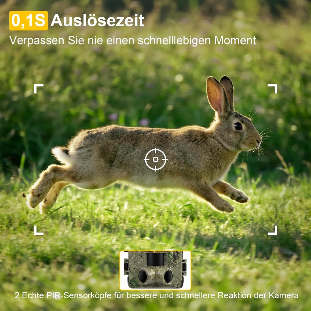 5K Wildkamera WLAN, 64MP Full HD Wildkamera mit Handyübertragung App, Infrarot Wildtierkamera mit 64