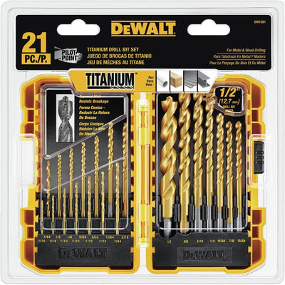 DEWALT DW1361 Bohrer-Set, Titan-Nitridbeschichtung, 21-teilig Bohrersatz 21-teilig Bohrersatz, Bohre