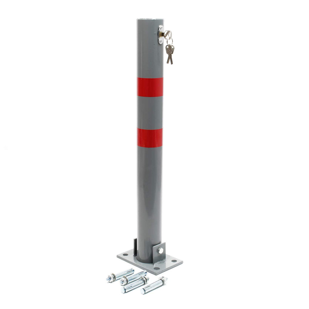Wiltec Parkpfosten 705 x 75 mm, Parkplatzsperre klappbar rund, Absperrpfosten aus Stahl, Parkpfosten