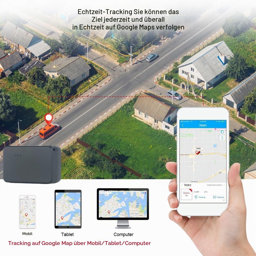 TKMARS 4G GPS Tracker mit SIM Karte GPS Tracker Mini 30 Tage Standby-Zeit, Stark Magnetisch und Wass