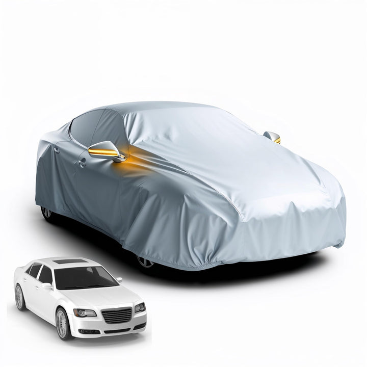 Universale Autoschutzhülle - Autoabdeckung - wasserdichte Autoplane für PKW/KFZ – Car Cover in Silbe