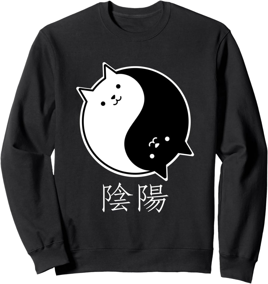 Kawaii Katzen Yin & Yang Symbol chinesische Zeichen Sweatshirt