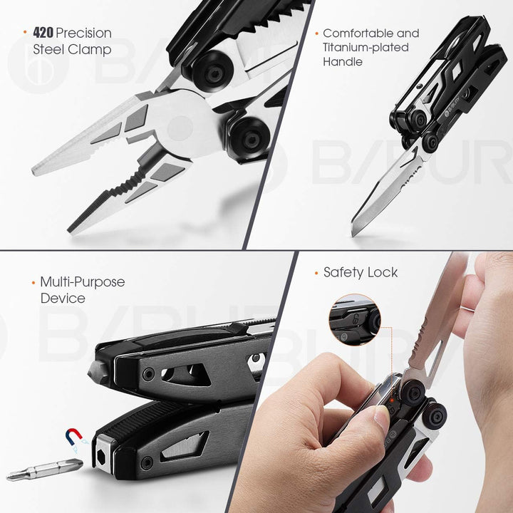 Geschenke für Männer, BIBURY 18 in 1 Taschenwerkzeug, Faltbares Multitools Edelstahl, Multifunktiona