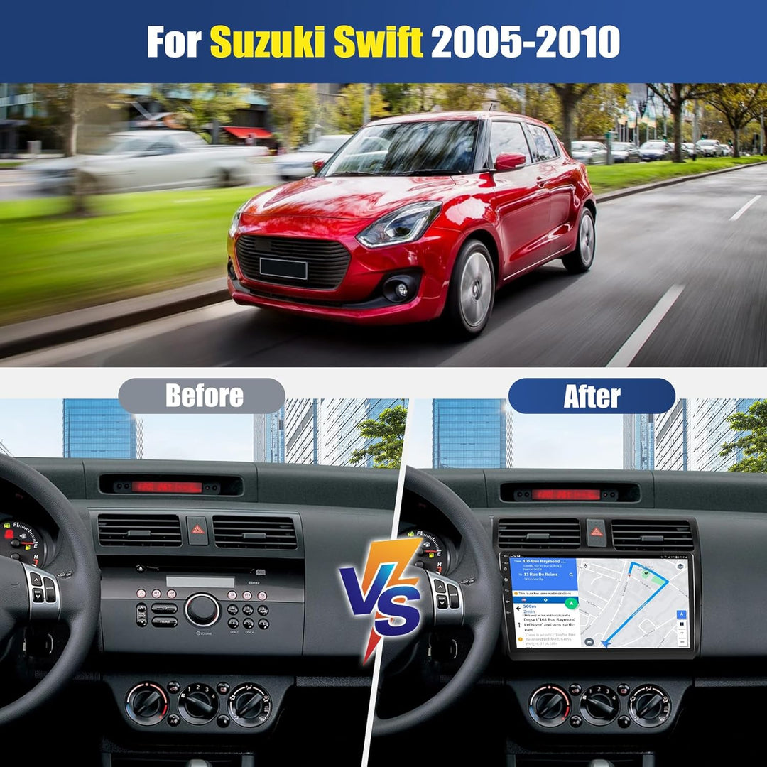 CAEMCHO 4+64G 10 Zoll Android 15 Navi Autoradio für Suzuki Swift 2005-2010 mit Rückfahrkamera, Wirel