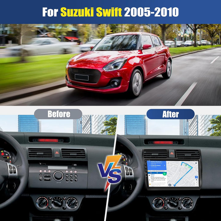 CAEMCHO 4+64G 10 Zoll Android 15 Navi Autoradio für Suzuki Swift 2005-2010 mit Rückfahrkamera, Wirel