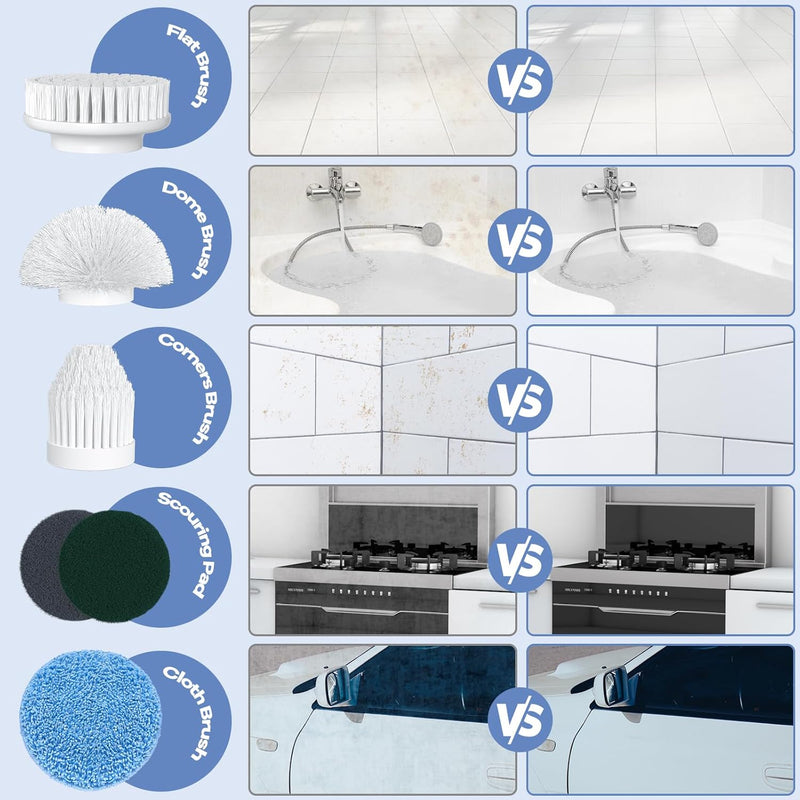 Reinigungsbürste elektrisch Bad,elektrische bürste zum putzen mit Led Anzeige,Spin Scrubber mit 6 Bü