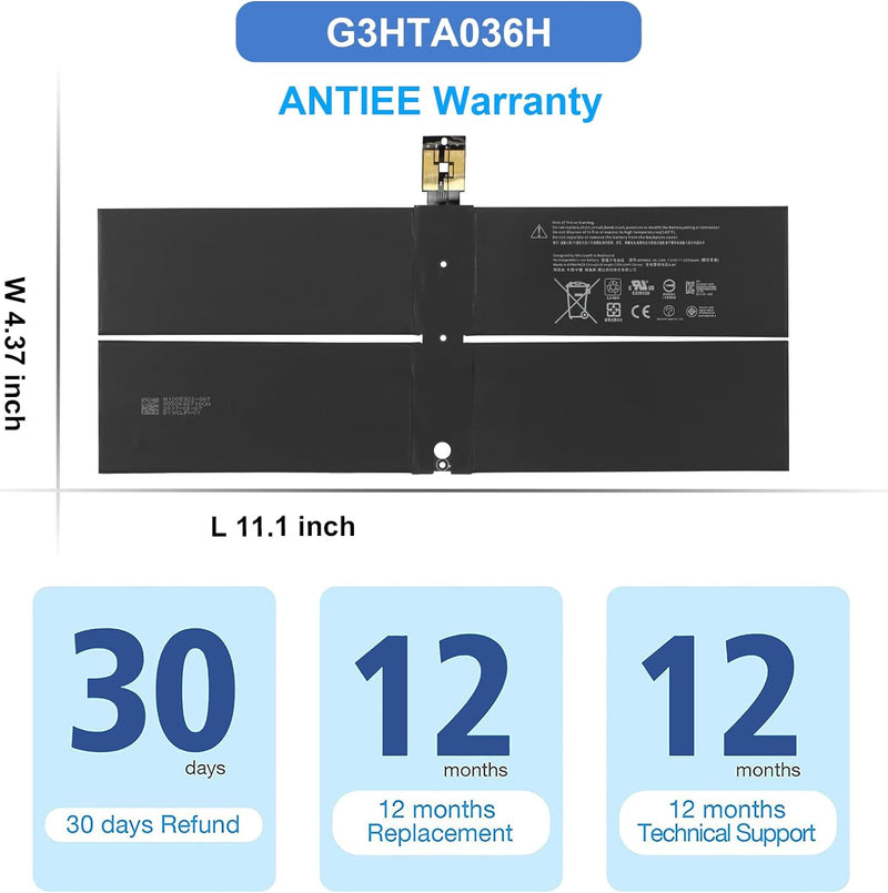 ANTIEE G3HTA023H G3HTA024H Keyboard Akku Compatible with Microsoft Surface Book 1 Model 1703 1704 17