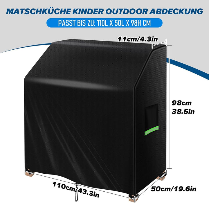 Matschküche Abdeckung, 420D Oxford 110x50x98cm(LxBxH) Wasserdicht Wetterfest Kinderküche Schutzhülle