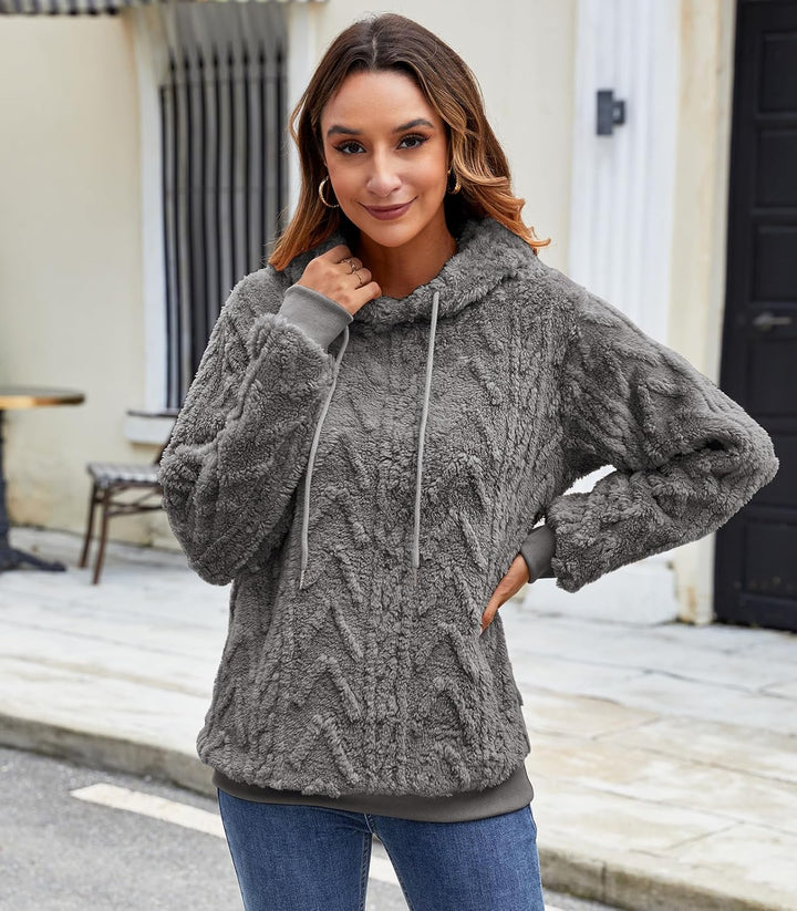 Hoodie Damen Kapuzenpullover Teddyjacke Pullover Herbst Winter Warm Wintermantel Casual Oversize Swe
