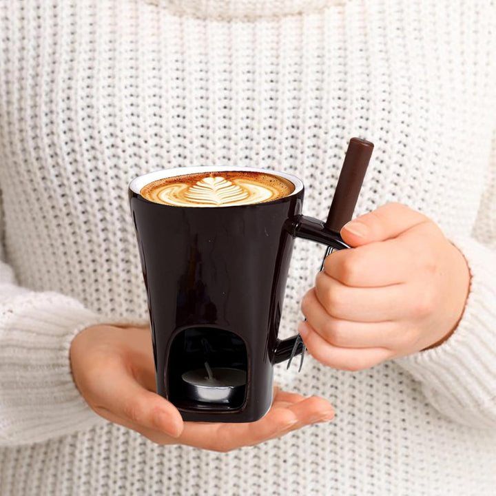2 Stück Keramike Schokofondue Tasse | 400Ml Tasse Mit Teelicht Schokolade | Butter Schokoladen Pot M