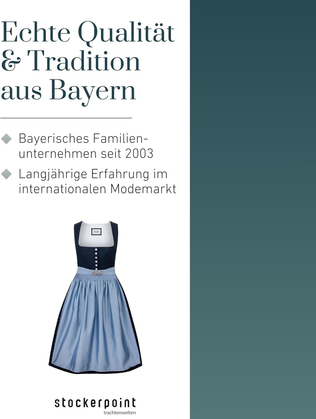 Stockerpoint Damen Dirndl Sieglinde Kleid für besondere Anlässe 40 Nachtblau, 40 Nachtblau