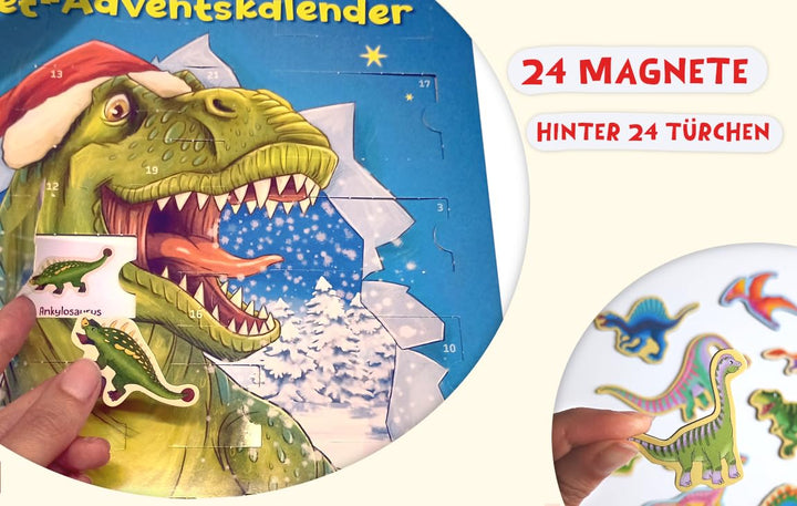 Dino-Magnet-Adventskalender: Mit 24 coolen Magneten und magnetischer Spielfläche, Kalender