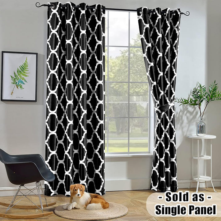 Melodieux Marokkanische Verdunkelungsvorhänge mit Ösen, für Wohnzimmer, 132 x 244 cm, Schwarz (1 Vor