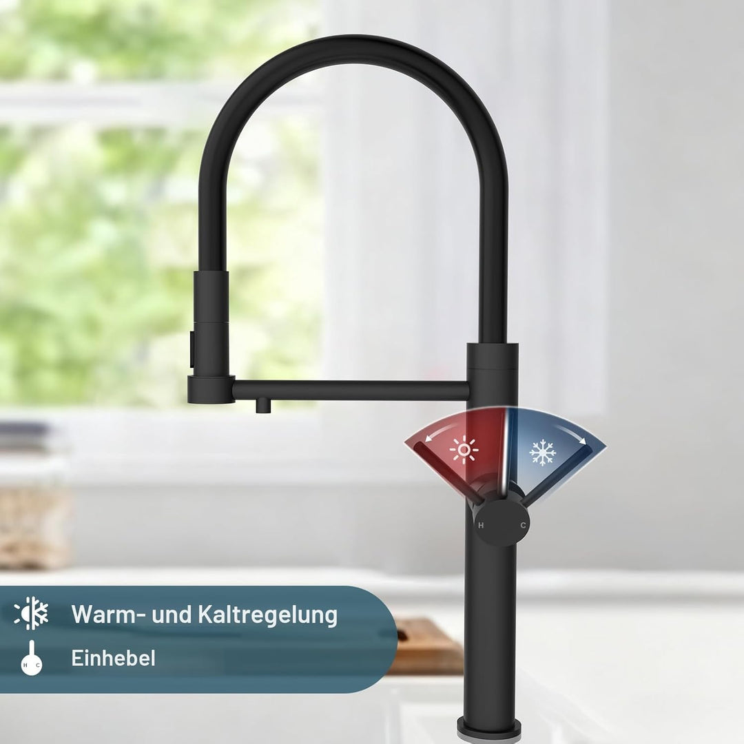 Tohlar 3 Wege Wasserhahn Küche, 360°Drehbar Küchenarmatur, 3 in 1 Mischbatterie für Wasserfilter Osm