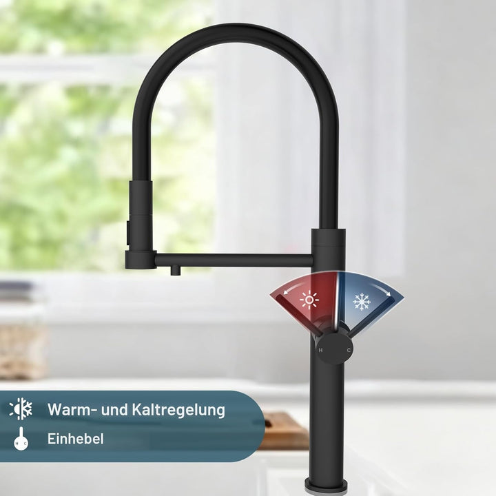 Tohlar 3 Wege Wasserhahn Küche, 360°Drehbar Küchenarmatur, 3 in 1 Mischbatterie für Wasserfilter Osm