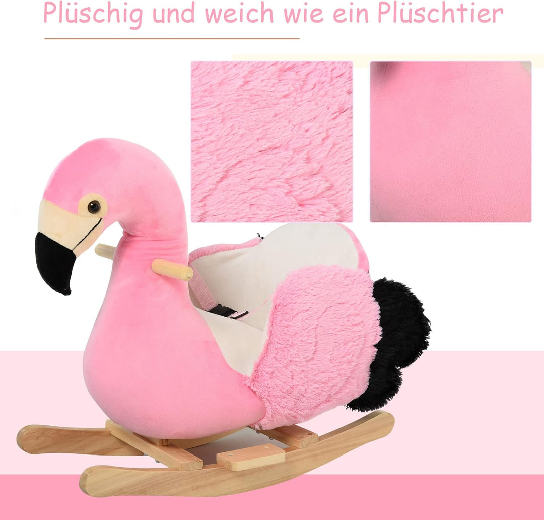 HOMCOM Schaukeltier Schaukelpferd Kinder Schaukel Rosa 60 x 33 x 52 cm