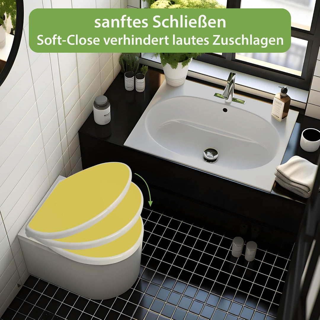 banjado Toilettendeckel mit Absenkautomatik 44,5x37cm - Soft Close Toilettensitz - WC Sitz mit Absen