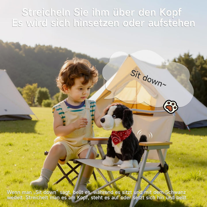 Interaktiver Kuscheltier Hund Spielzeug Kinder, Elektrisch Sprachgesteuerter Plüschhund, Läuft, Spre