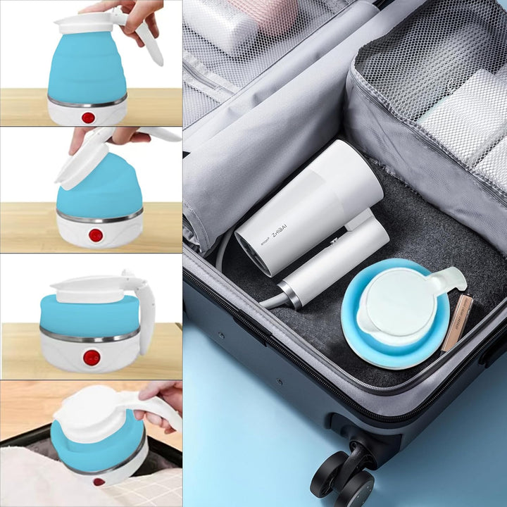 RANJIMA Faltbarer Wasserkocher 0,6L Reise Camping Wasserkocher 600W Schnellkoch tragbar Silikon Reis