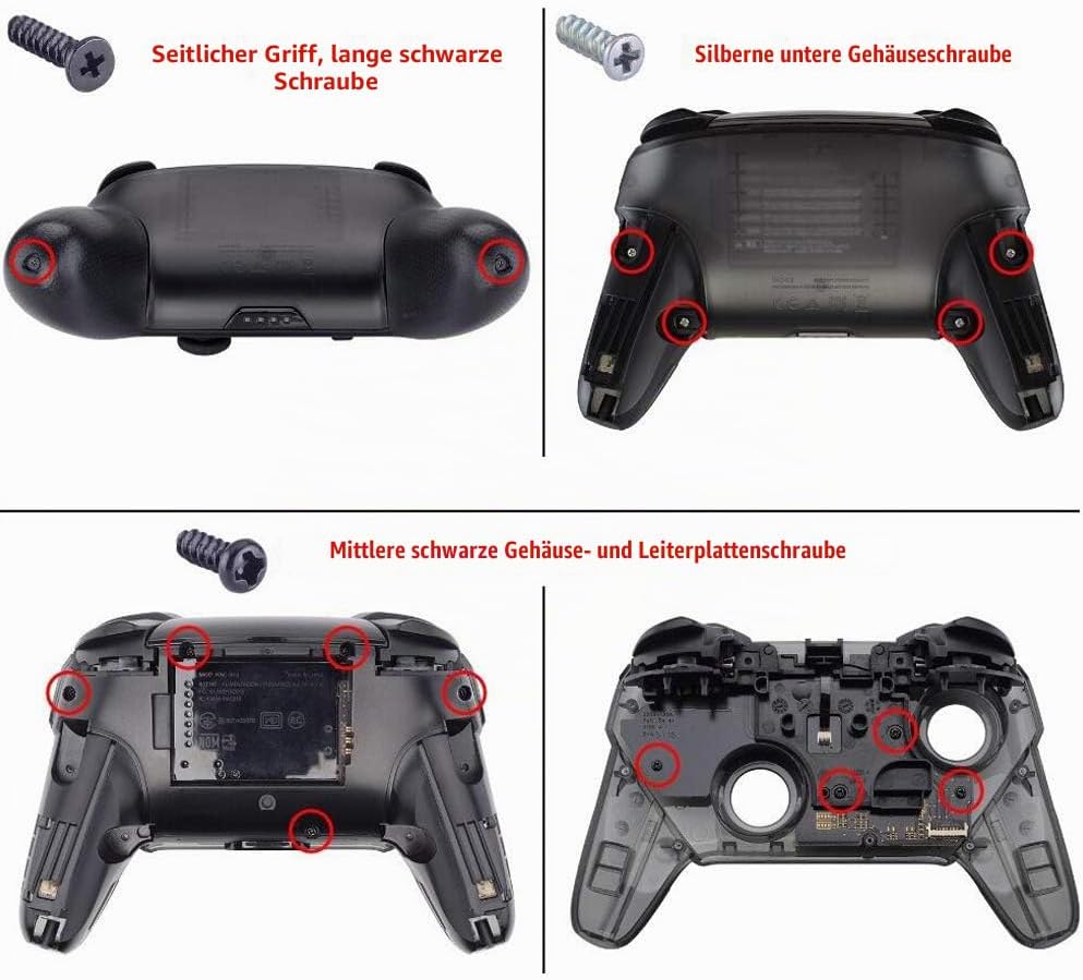 eXtremeRate Griff Hülle Set kompatibel mit Nintendo Switch Pro Controller, DIY-Ersatz Front Case/Bac